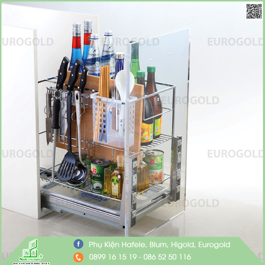 Kệ gia vị inox tủ bếp dưới thương hiệu Eurogold
